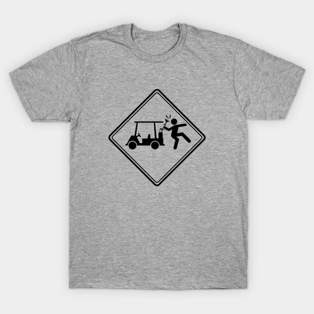 Golf Cart Accident (Black) T-Shirt by ZPDesign